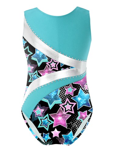 Kids Girls Unitard With Bottoms Yoga Rompers Metallic Outfit Training Bodysuit - Picture 18 of 26