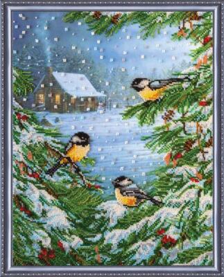 Bead embroidery kit January Cold needlework kit Art canvas beadwork pattern