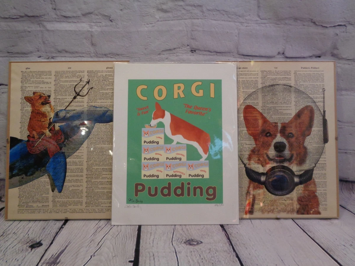 Corgi Pudding Print Limited Edition W/COA Ken Bailey Signed Numbered 3  Prints! N