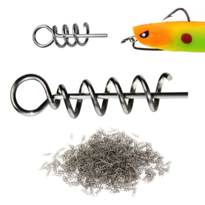 connected fish bait hooks 100pcs Lock Spring Centering Pin Soft Bait Lure Fishing Hook Metal Fish  Connect