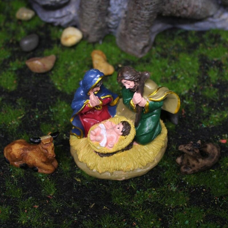 Meaningful Holy Crib Figurine Resin Catholic Religious Christmas