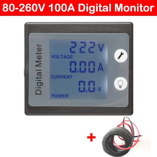 100A AC Digital Watt KWH Strom Leistung Energiezähler Amperemeter Voltmeter 7-100V Neu - Bild 1 von 10