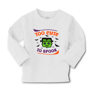 Kids Long Sleeve T Shirt Too Cute to Spook Style B Cotton Girls & Boys Clothes