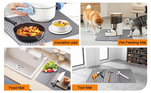 Silicone Draining Board Mat Dish Drying Mat Folding Draining Mat Pad Drainer Mat - Picture 6 of 16