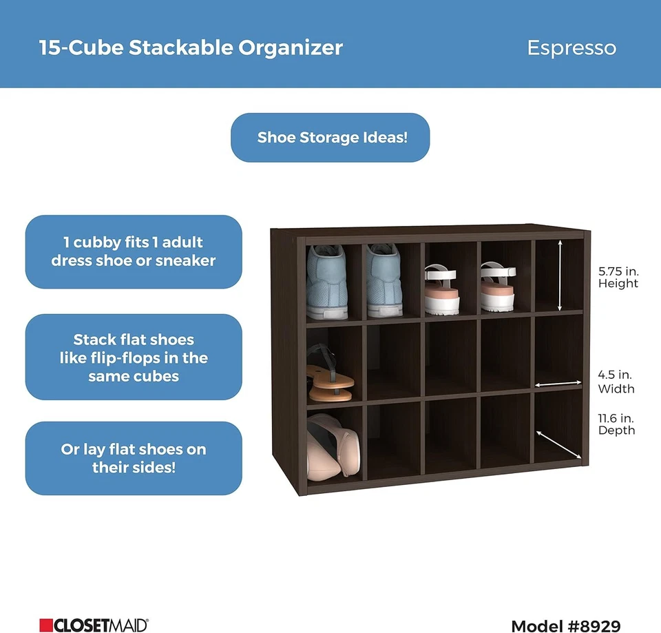 ClosetMaid 15 Cube Stackable Storage Organizer for Shoes, Bags, Crafts, Hobbies - Image 4 of 4
