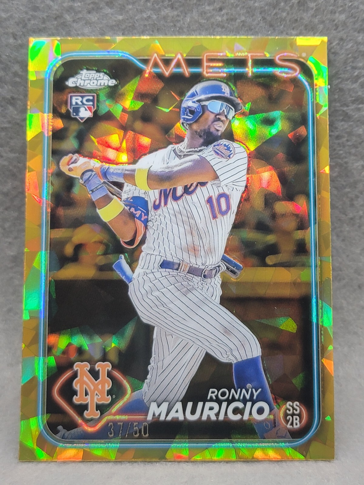 2024 TOPPS CHROME SAPPHIRE RONNY MAURICIO GOLD REFRACTOR /50 RC METS a;1