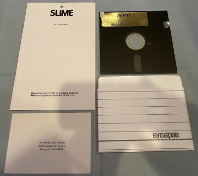 SLIME - Atari 400/800 Computer Synapse Video Game 5.25'' Disk & Manual - TESTED!