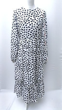 Missguided B&W Animal Print Midaxi Dress Pleated Half Lined- Size Uk 14