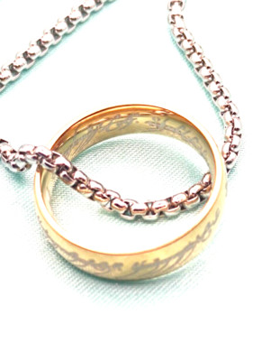 Halskette Ring der Macht , Halskette Silber + Ring (Herr der Ringe) 58 cm