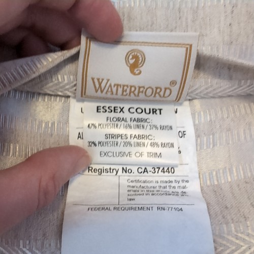 Waterford Essex Court Pillow Sham Off White 42" x 27" Large Floral Damask Stripe - Picture 3 of 8