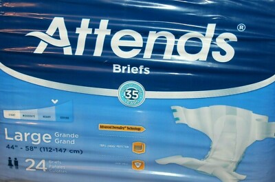 Attends Advanced DermaDry Technology Adult Incontinence Briefs Underwear L 72Ct