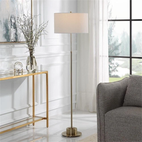 Uttermost Prominence Contemporary Metal and Fabric Floor Lamp in Brass/Gold - Picture 2 of 7