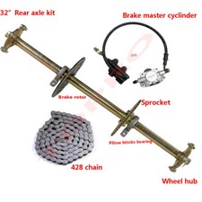 32" Go Kart ATV Rear Axle Kit Shaft  Hub Chain Brake Assembly Golf Cart Trike