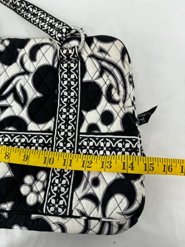 Vera Bradley Black & White Floral Large Shoulder Bag Handbag Quilted Purse - Picture 4 of 17