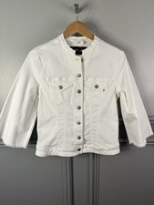 Replay Womens Denim Jacket White Stretch Raw Cut Bell Sleeve Size S Lg005