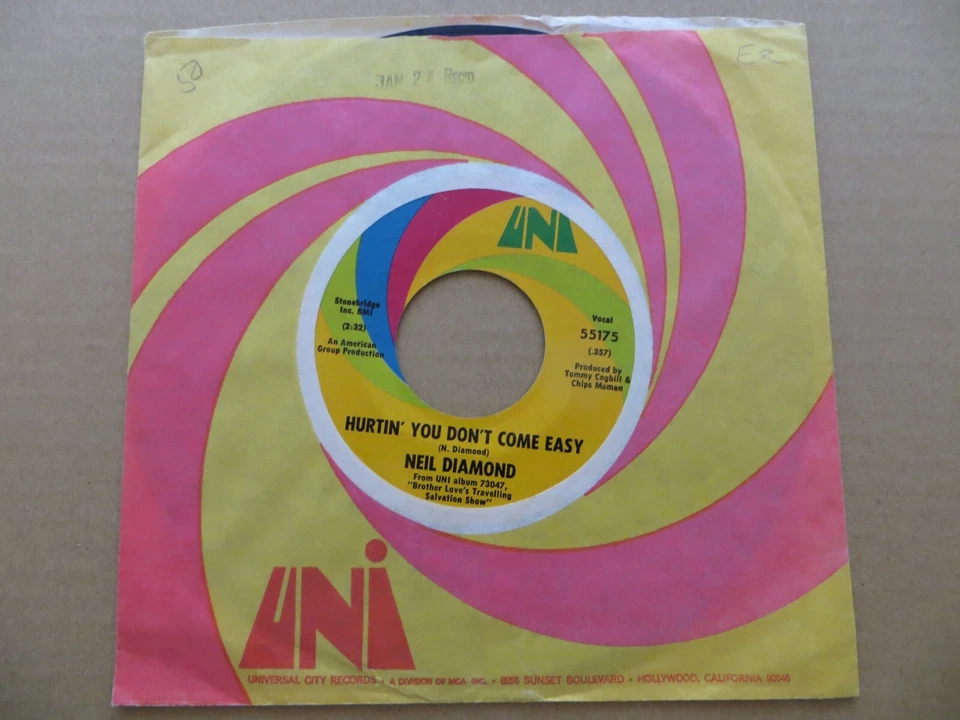 Neil Diamond – Holly Holy - 1969 - UNI Records 55175 7" Single G/Generic - Image 2 of 4