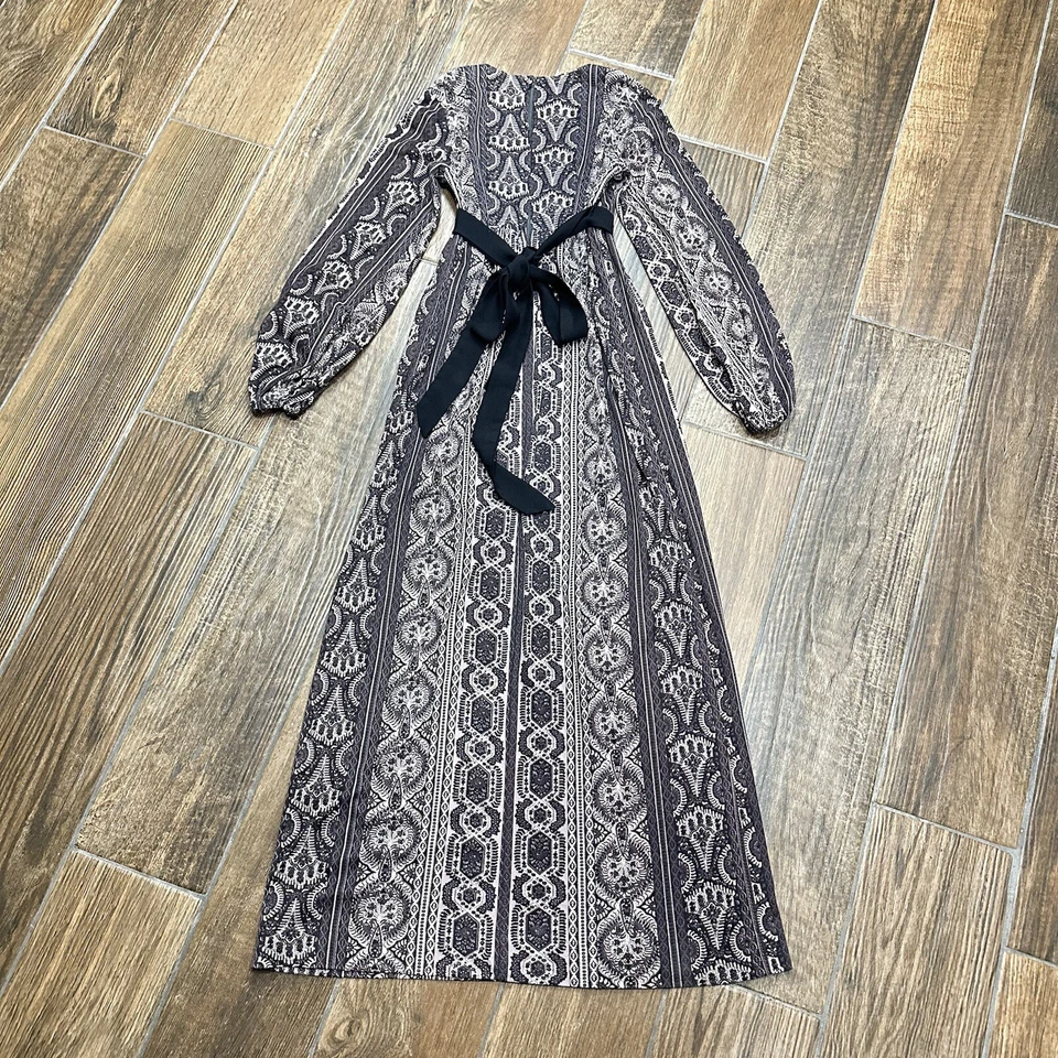 Vintage Young Edwardian Maxi Dress Size 7 Arpeja Cottagecore Prairie Y2K Zip Tie - Image 4 of 4