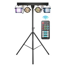 Bühnenlicht LED Lichtset mit Stativ & IR-FB Lichtanlage 2 Spots 2 Derbys DJ Show