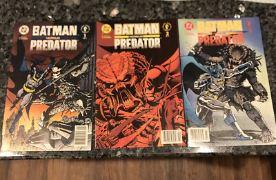 BATMAN VS.PREDATOR #1-3 COMPLETE SET ALL RARE NEWSSTAND VARIANTS