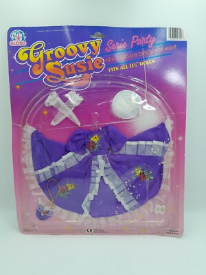 VINTAGE 80'S GLOBO BARBIE SINDY BIBI-BO CLOTHES PURPLE DRESS CLOTHES MIB