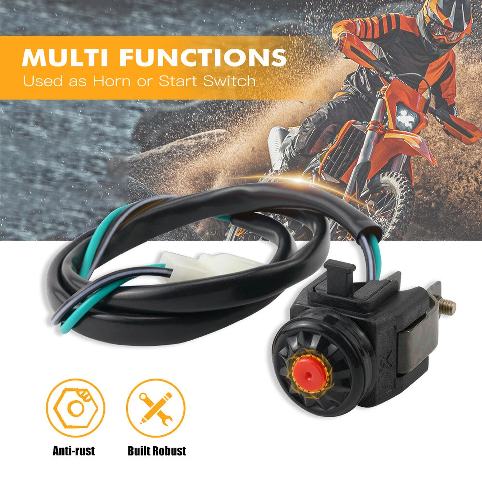 Interruptor de encendido Kill bocina de arranque eléctrico y accesorios de montaje para motocicleta ATVS Foto 4 de 4