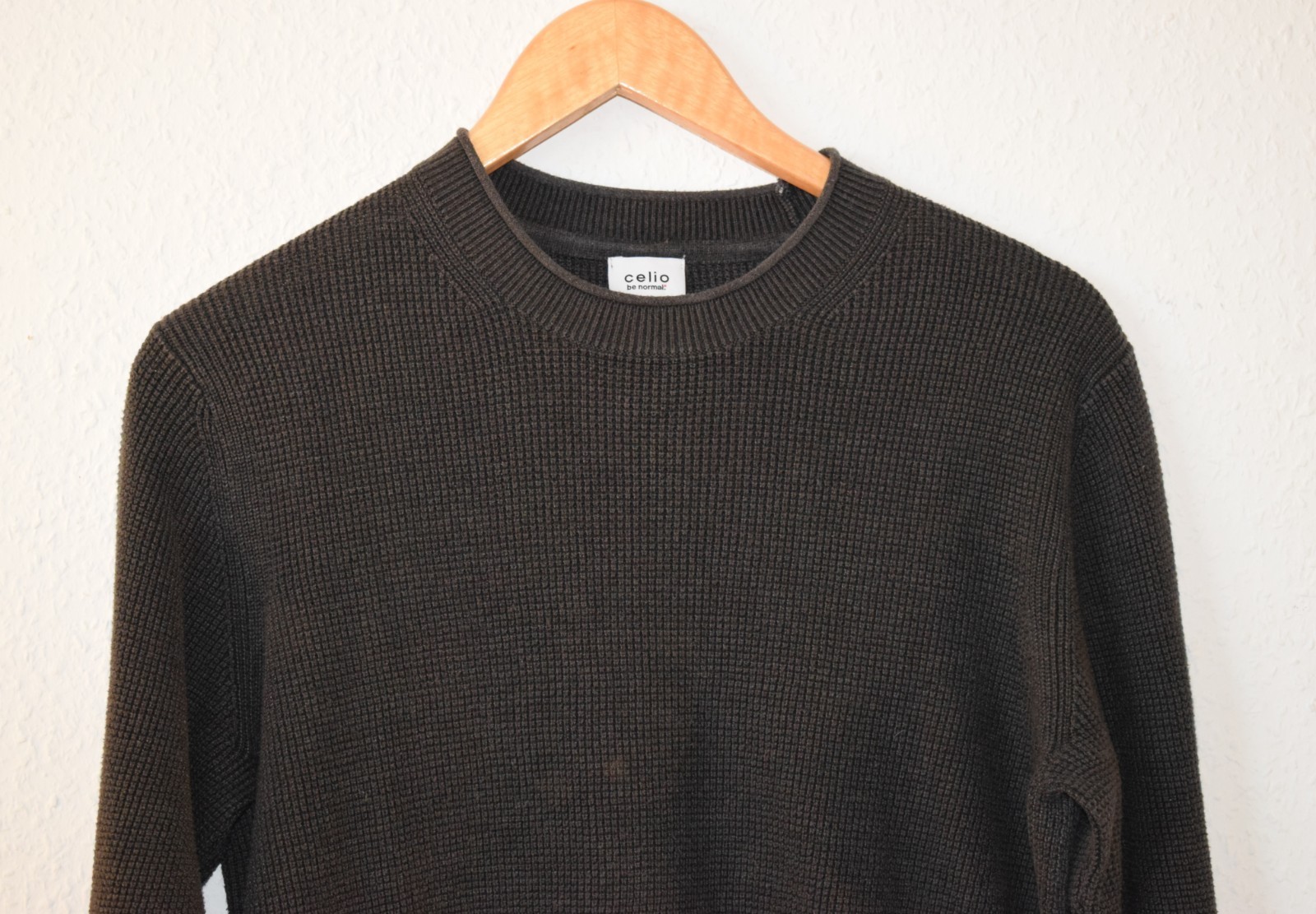 Celio Men's Waffle Knit Sweater - Anthracite Melange (Size S) image 4
