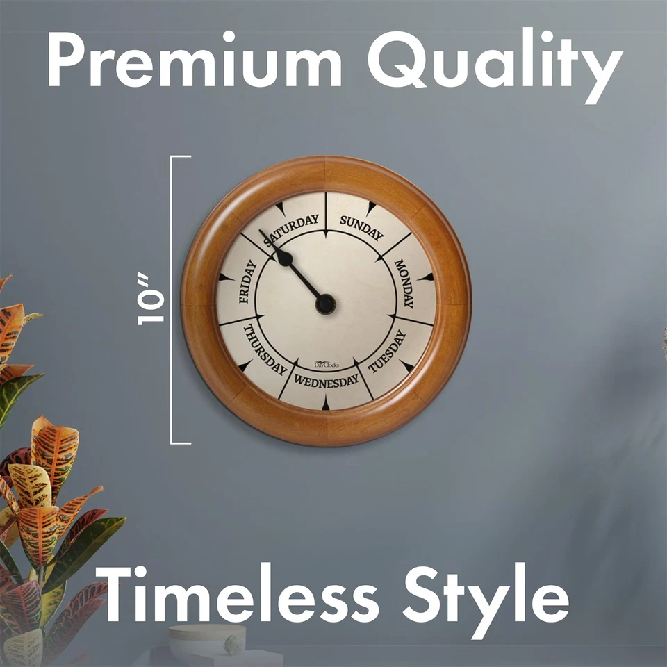 Day of The Week Wall Clock with Solid Wood Frame – Calendar Day Clock – Great... - Image 4 of 4