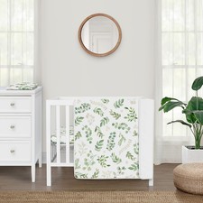 Sweet Jojo Designs Green Boho Floral Leaf Baby Mini Crib Bedding Set