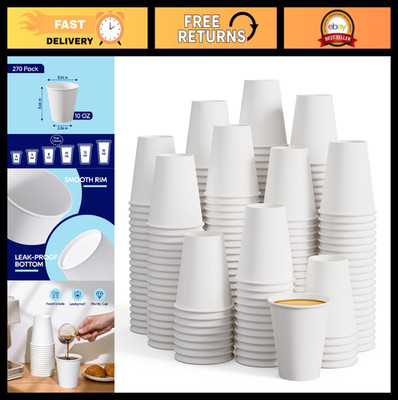 270 Pack 10 oz Disposable Paper Coffee Cups - Hot & Cold Drink Cups for Parties,