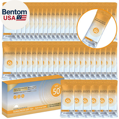 50 Pcs Travel Size Sunscreen, SPF 50+, Bulk Mini Sunscreen for Face & Body, Ligh