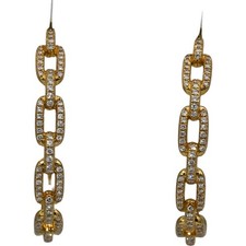 DAVID YURMAN 18k Yellow Gold Diamond Stax Chain Link 36mm Hoop Earrings 1.05CT