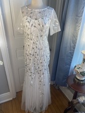 EVER PRETTY WHITE SEQUIN SHEER TOP BRIDAL GOWN-SIZE10-NWT-NETTED BOTTOM-SALE!