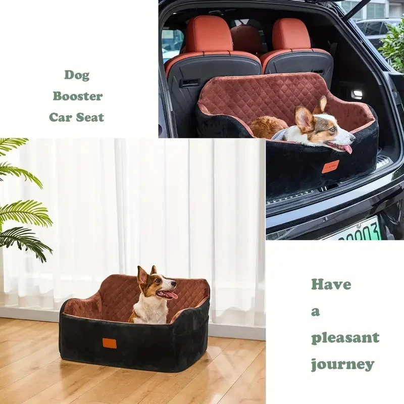 Asiento de coche para perros medianos y grandes, cama de coche de viaje para mascotas con pase de cinturón de seguridad Foto 2 de 4