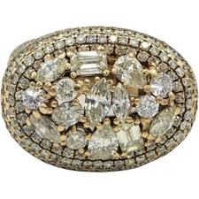 10k Yellow Gold Muti Shape Diamond Cluster Cocktail Ring 5.0CT Size 8.75