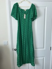 Green Summer Dress Size 10 Oasis New Midi Off Shoulders Evening Holiday Casual