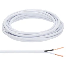 15Ft 18/2 PVC Covered Wire, 300V UL Listed Round Electronic Wire, White