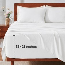Extra Deep Pocket Queen Set - 4 Piece Bed Sheets with Elastic Corner Straps, ...