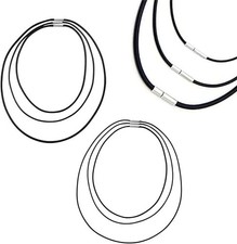 3er-Set Lederhalskette (3mm, Schwarz): 316L Edelstahlverschluss, Herren & Damen