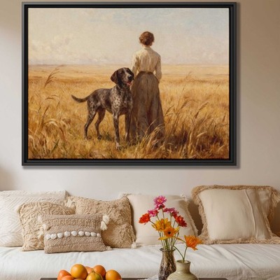 Oil Painting Dog German Pointer Canvas Print Rustic Animal Art Living Room Decor