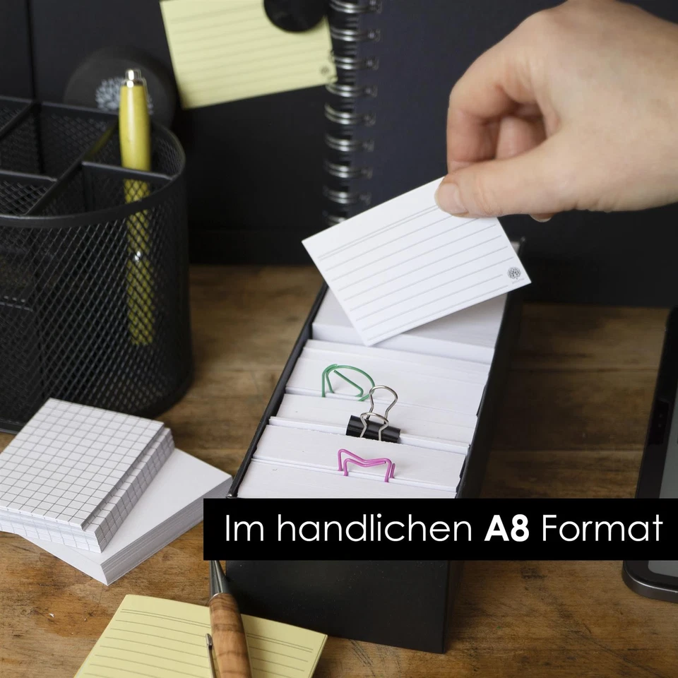 1000 Karteikarten Set A8 Liniert, Kariert, Blanko und Bunt für Studenten Schüler - Bild 3 von 4