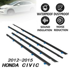 4pcs Window Moulding Belts Weatherstrip Seal Fit For Honda Civic Sedan 2012-2015