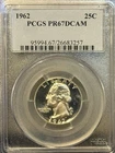 1962 Proof Silver Washington Quarter 25c Coin PCGS Certified PR67 DCAM