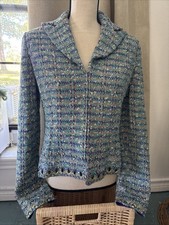 Vintage St John Evening Tweed Jacket Size 6 Marie Gray Full Zip Rhinestone