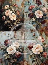 Gilded Winter Florals | A4 Rice Paper | Paper for Decoupage | Decoupage Central