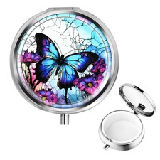 Small Pill Case, Portable Mini Travel Pill Container, Compact Purple Daily St...