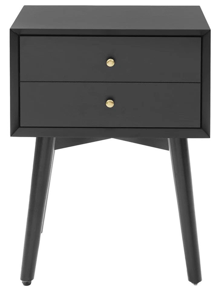 Mesa auxiliar de mesita de noche Landon con cajón, negro mate Foto 2 de 4