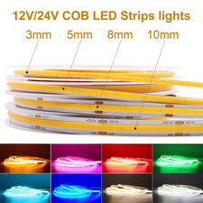12V 24V 5M 16.4ft COB 480leds/m LED Flexible Strip light Tape Lights Bar Room
