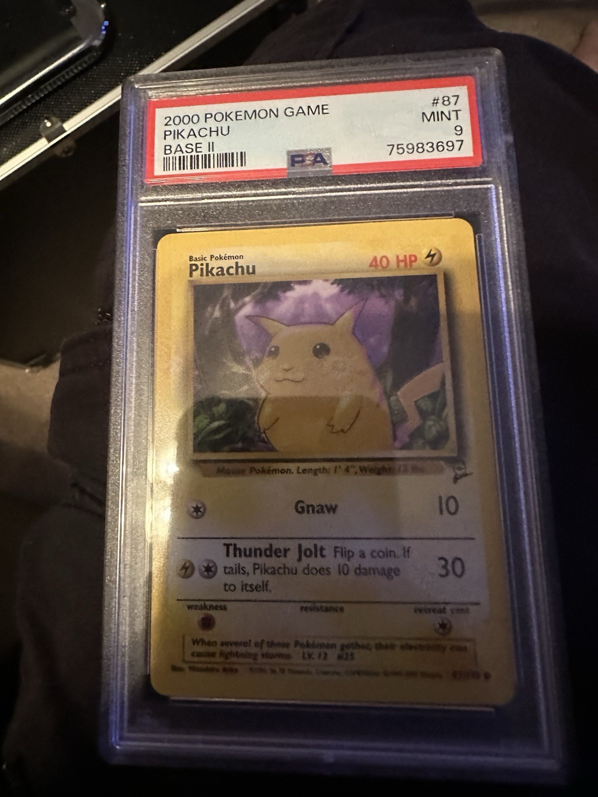 Pokemon Pikachu Card 87/130 Common Base Set 2 PSA 9 Mint