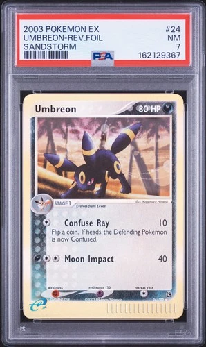 2003 POKEMON EX SANDSTORM #24 UMBREON-REVERSE FOIL PSA 7