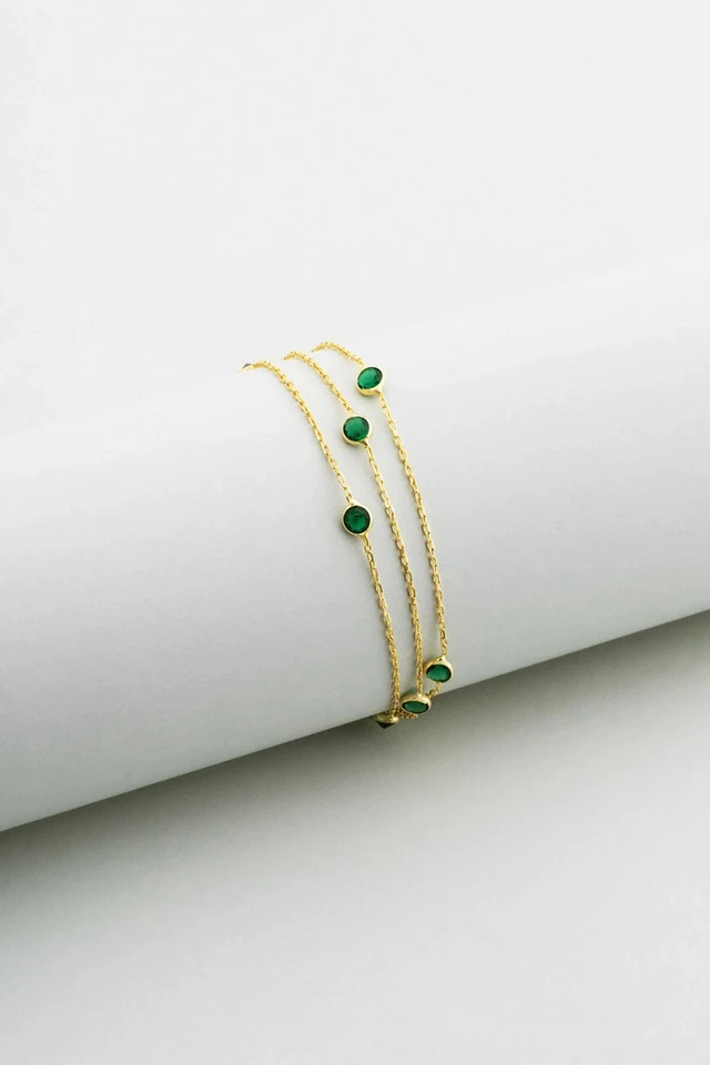 Brazalete Circón Verde Chapado en Oro 18K Plata de Ley 925 Foto 2 de 4